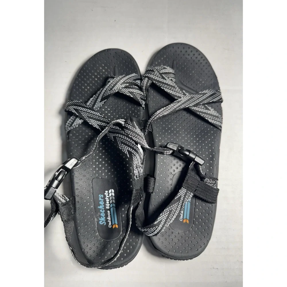 Skechers Womens Size 9 Cali 40872 Reggae Haystack Black/Gray Sandals